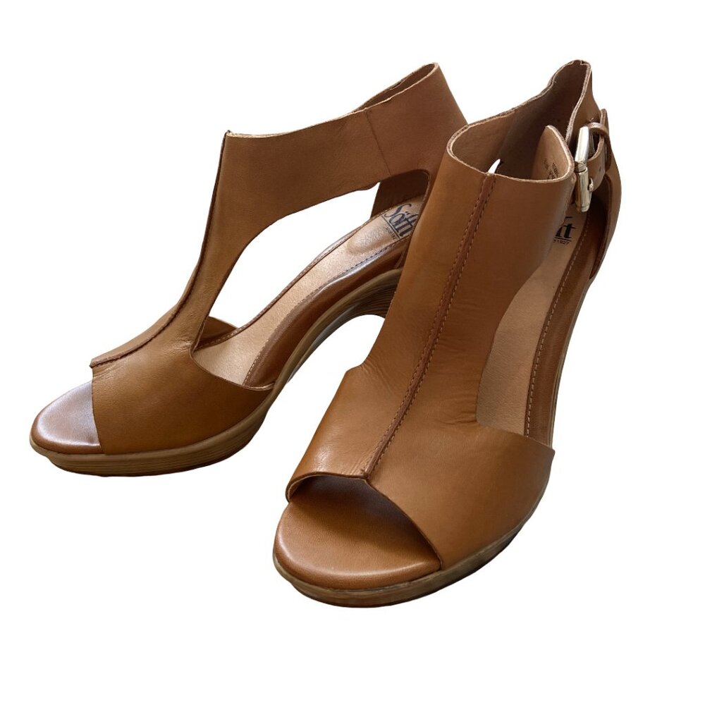 Sofft brown leather high heels open toe shoes - Size 8.5